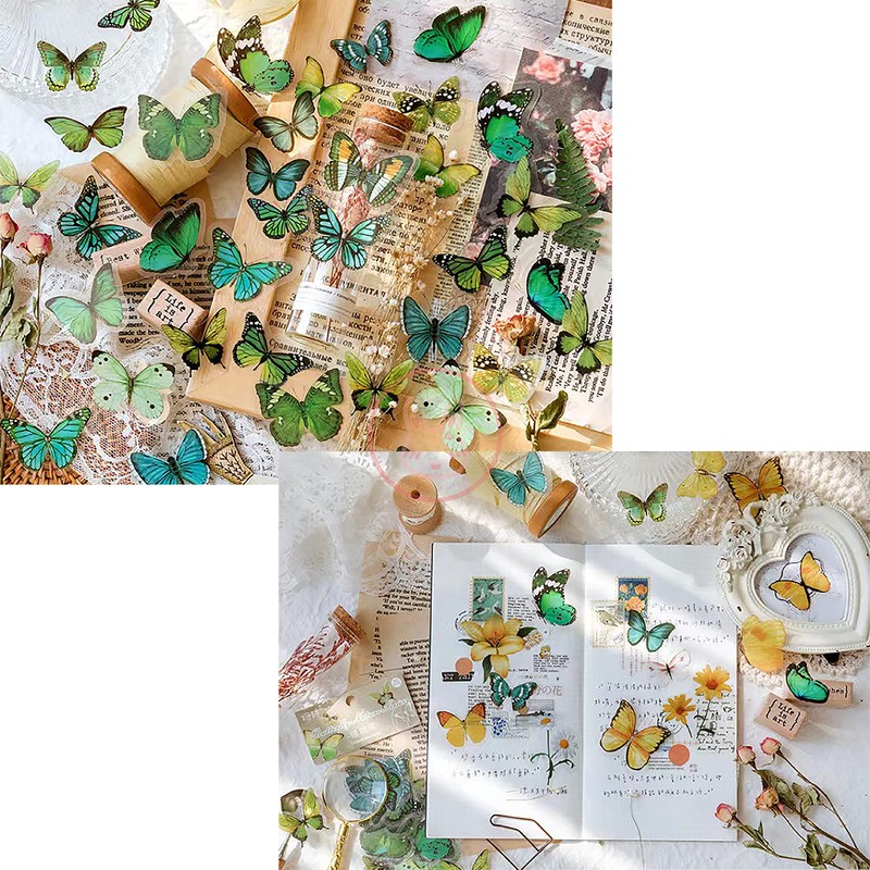 Kurimi Stickers Set of 40 Butterflies, Foil Stamping, Wrapping, Stylish,