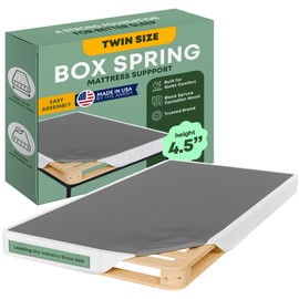 Greaton, Unassembled Twin Bed – 4.5-Inch Wood Box Spring Only – Amish Made in USA – Quiet Noise-Free Replacement Mattress Foundation – Packed Flat, Easy Assembly (White)