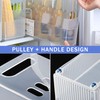 File Organizer Box, 2Pcs 4x13x10in Clear Opening Rolling Storage Bin