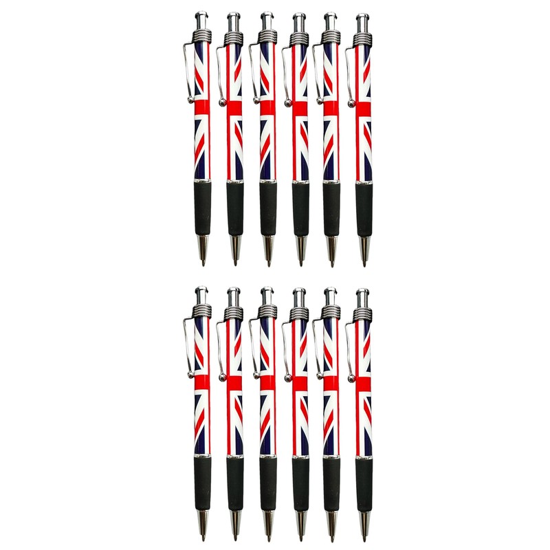 LILAJ Set of 12 Union Jack Flag Retractable Ballpoint Pens