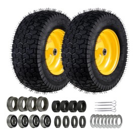 LMYYGOO 16x6.5-8 Tubeless Tire and Wheel,2 Pcs Replacement Riding Lawn Mower Garden Tractor Front Wheel Tire with 3" Offset Hub, 3/4" Bearing & 5/8”Bearing
