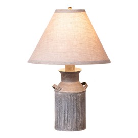 Irvin's Country Tinware Milk Jug Lamp with Ivory Linen Shade