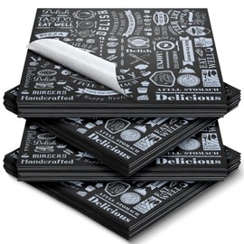 Marspark Deli Wax Paper Sheets 12 x 12 Inch Square Grease Resistant Tray Basket Liners Hot Dog Wrappers Newsprint Water and Grease Proof Sandwich Wrapping Paper for Food Baking(Black White,200 Pcs)