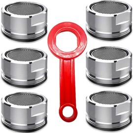 6PCS Faucet Aerator Bathroom Sink Aerator Standard Replacement Parts with Brass Shell 15/16 Inch 24mm External Thread Aerator Faucet Filter with Gasket and Wrench Suitable for Kitchen and Bathroom