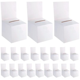zzhxkjhky 20 Pack Raffle Boxes Ballot Box Suggestion Box with Slot, 6 x 6 x 6 Inch Cardboard Raffle Boxes with Slot for Ticket and Removable Header for Collecting Business Card Voting Contest