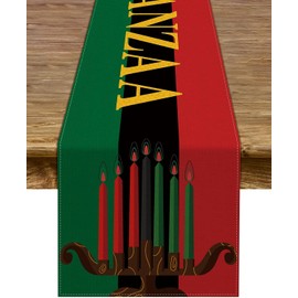 Kwanzaa Table Runner Kinara African American Table Decor African Heritage Holiday Kitchen Dining Room Home Decoration (13" x 108")