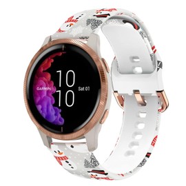ViCRiOR Christmas Bands Compatible with Garmin Venu/Venu SQ/SQ 2, Soft Silicone Fadeless Pattern Printed Floral Replacement Band for Garmin Vivoactive 3 / Vivomove HR/Style/Luxe
