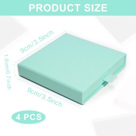 Rimoev 4 Pcs Jewelry Gift Box, 3.5×3.5x0.7Inch Cardboard Jewelry Boxes, Fancy Necklace Bracelet Earring Drawer Organizer Box, Kraft Empty Jewellery Boxes for Necklace Ring Earring Display Box(Blue)