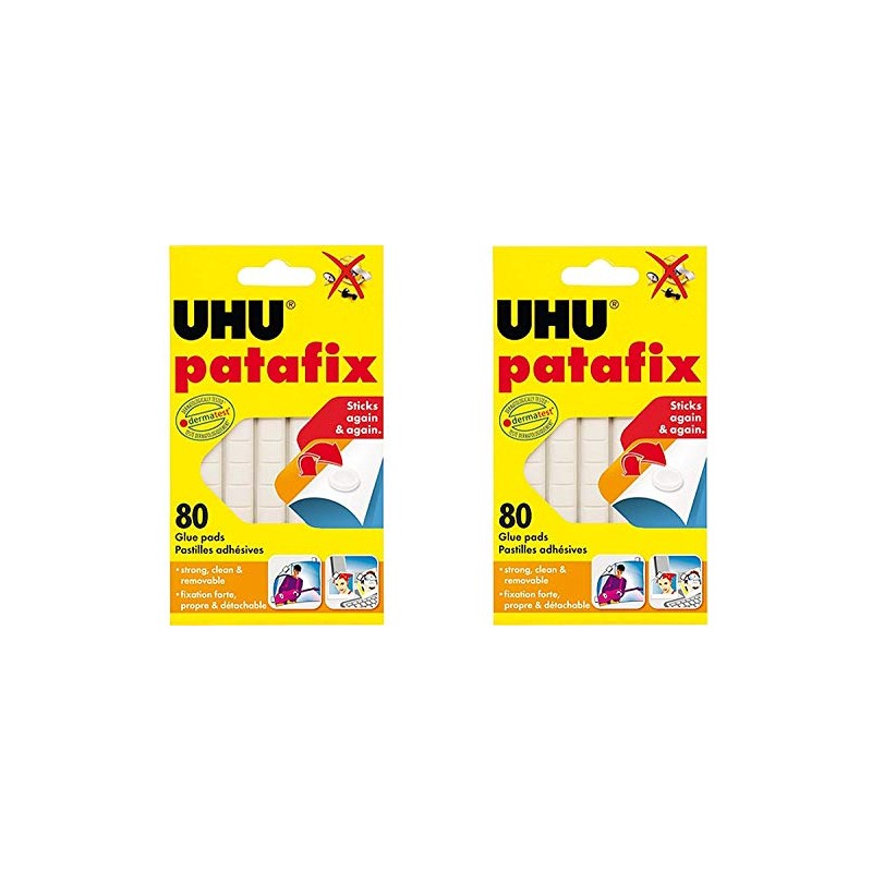 UHU Patafix Glue Pad Removable Reusable White 80 Pads (2xPack)