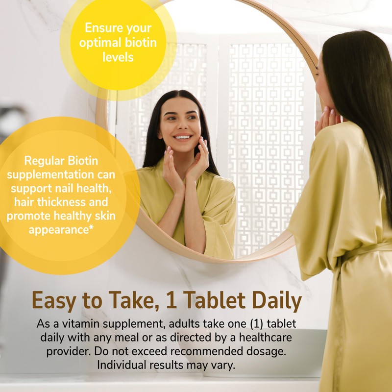 21st Century Biotin Tablets, 10,000 mcg, Unflavored 120 Count