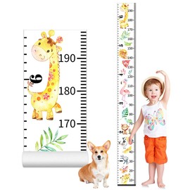 Growth Chart for Children, 20 x 200 cm Growth Height Chart Roll Up, Size Chart for Children, Decorative Height Growth Charts, Growth Height Chart Wall Hanging, for Children's Room, Wall Decoration