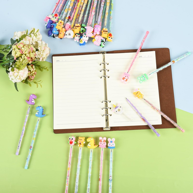 Ulema 48 PCs Cute Stackable Pencils For Students Stacking Cartoon