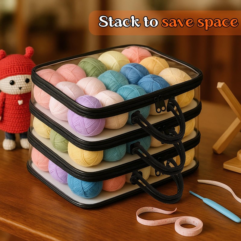 Shinylin 10 Pack Clear Yarn Storage Bags Bulk, 12 x