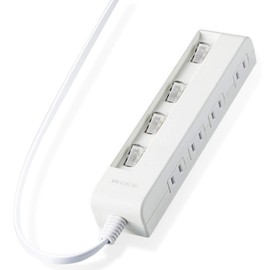 Elecom T-E5C-2410WH Power Tap Outlet Separate Switch Energy Saving Swing Plug Side Insert 4 Outlets 3.3 ft (1 m) White