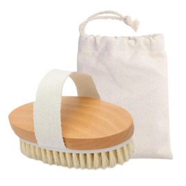 Davilis® Wooden Body Brush Dry Exfoliating Brush with Natural Bristles to Remove Cellulite and Dead Skin and Promote Lymphatic Drainage