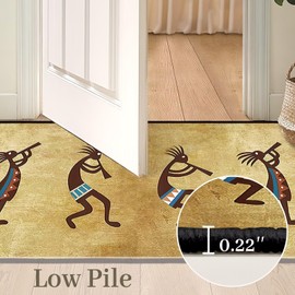JISMUCI Entrance 2x3 Rug,Southwest Native American Kokopelli Ethnic,Vintage Southwestern Throw Rugs Small Entryway Rug Rustic Doormat Washable Non Slip Floor Carpets Mat for Front Door,Bedroom,Yellow