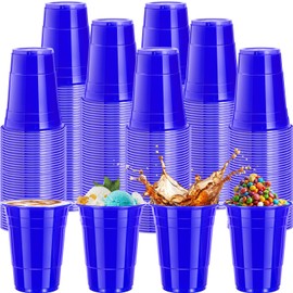 Clothsport 120 Pcs 16 oz Blue Plastic Cups Blue Plastic Disposable Cups 16 oz Blue Party Cups for drinking Tastings served Snacks Barbecues Picnics