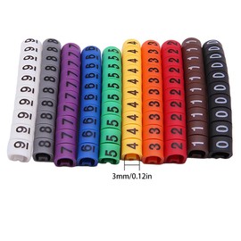 500 Pcs Cable Markers 0 to 9 Numbers Different 10 Colors Insulation Cable Identification Tags Durable Wire Labels