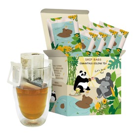 Fonming Tea Osmanthus Oolong Tea Quick Brew Drip Bags (hanging ear tea bags), Taiwan Rich Roasted Oolong Tea. 7 Count Box with capybara Design
