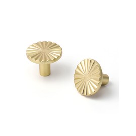 JIASENBAO 5 Pack Brushed Gold Cabinet Knobs Brass Flat Drawer Pulls Kitchen Cupboard Bathroom Dresser Cabinet Hardware Handles Zinc Alloy