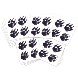 Sports Spirit Temporary Tattoos / 100 Mini Team & School Spirit Designs/Skin Safe/Removable (Purple Wolf Paw)