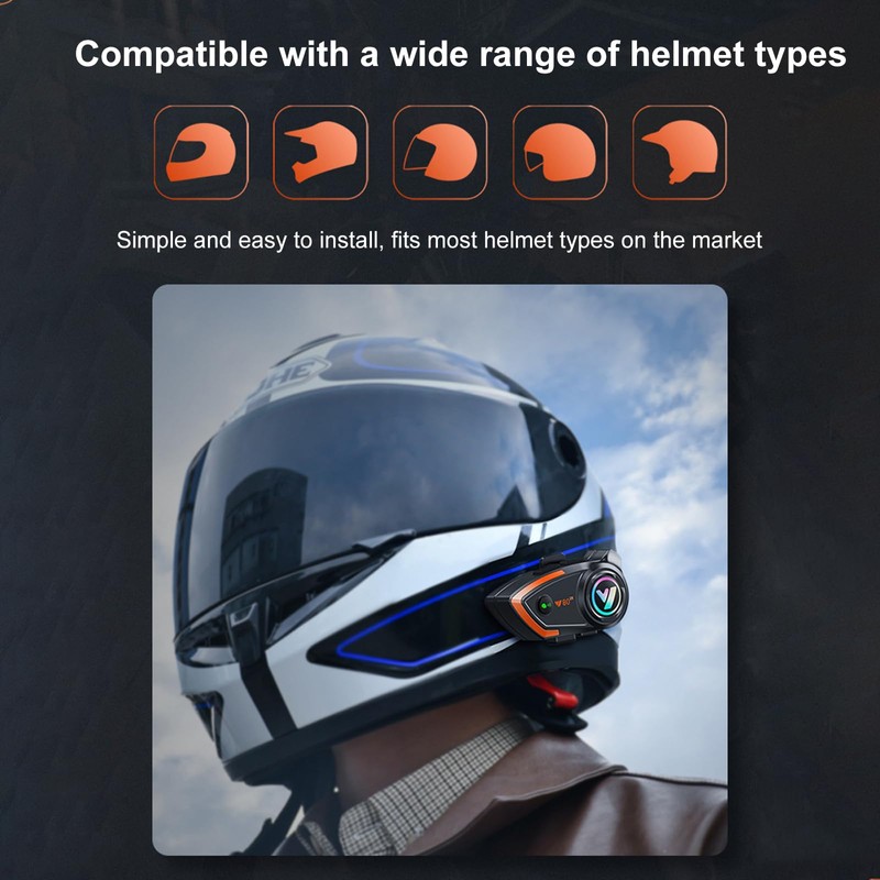Docooler Motorcycle Intercom Helmet BT Headset Compatible with a Variety