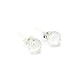 Budawi® Rock Crystal Stud Earrings Ball 6 mm 925 Silver, Gemstone, rock crystal