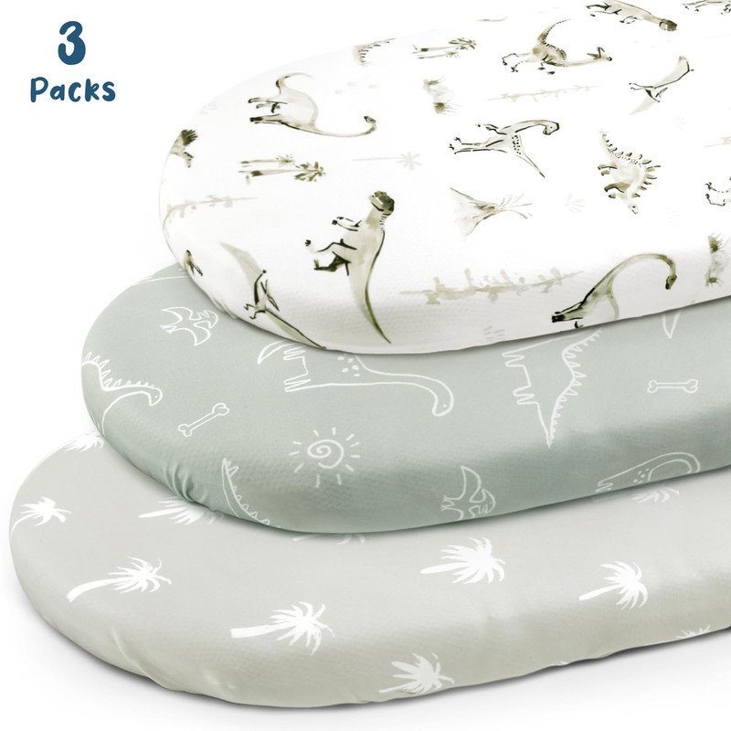 Ultra Soft Stretchy Jersey Knit Fitted Bassinet Sheets 3 Pack,