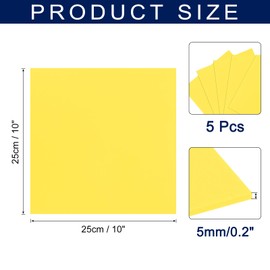 MECCANIXITY Foam Sheets Crafts 10x10 Inch 5mm EVA Craft Foam Paper Foam Sheets for Crafts Projects DIY Cosplay Modeling, Yellow, 5 Sheets