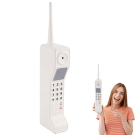 YIHAOSSING Vintage Brick Cell Phone Ornaments, Old 80's 90's Portable Brick Cell Phone Ornaments, Vivid Cell Phone Model Simulation Photography Ornaments for Role Play, Home Decoration (White)