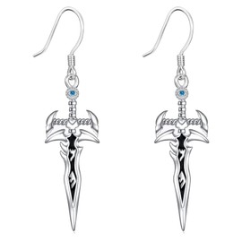 UYBNRK Dagger Earrings for Women Men Sterling Silver Sword Earrings Dagger Hoop Earrings Sword Dangle Drop Earrings Knife Dangling Earrings Punk Earrings Gothic Grunge Jewelry for Women Men