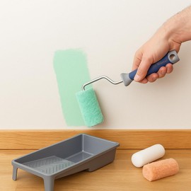 Mäster All Surface Roller Set - Superior Series - Complete Set of 100mm Wollon, Mint and Superfilt Mini Rollers, Hangers and Paint Tray - Painting Ceilings, Walls and Wood Indoors