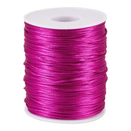 Elecrelive 109 Yards 1.5mm Fuchsia Rattail Satin Nylon Trim Silk Cord Chinese Knotting Beading String Macrame Thread Cord for Necklace Bracelet Braided Jewelry Making