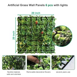 TRY & DO Indoor/Outdoor Privacy Wall Lights,8 Function Topiary Hedge Plant Lights,20 x 20 Inch Waterproof LED Warm Glow, Simulated Grass Decoration for Patio,Wedding,and White-Color Glowing Backdrop