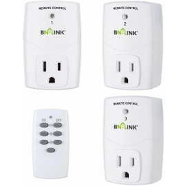 BN-LINK Wireless Remote Control Outlet Switch Power Plug -1 remote 3 plugs