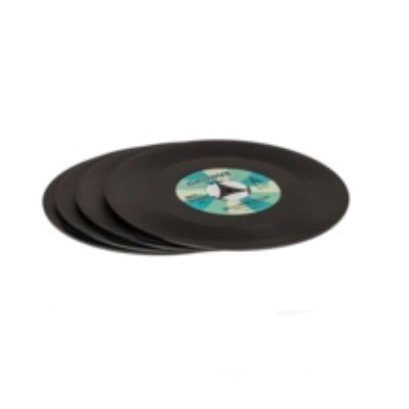makio Coaster Set of 4 Round Wooden Coasters in Black