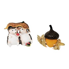 Figurines Set of 2 Resin Squirrels and Hedgehogs Garden Decor Autumn Patio Accessories Housewarming Gift Irish Birthday Present Gardening Pot Mini Toys