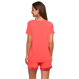 WiWi Viscose from Bamboo Pajamas Set for Women Soft Short Sleeve with Shorts Summer Plus Size Pjs Sets S-4X, Coral, 3X