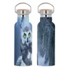 Edelstahlflasche Isolierte Thermosflasche - Baby Eule im Schnee Prächtige gelbe