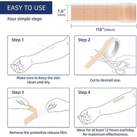 URAY Cinta de silicona para cicatrices quirúrgicas - Rollo de 120" x 1.5" - Láminas extralargas para cicatrices de cesárea, abdominoplastia, queloides y quirúrgicas - Medi reutilizable