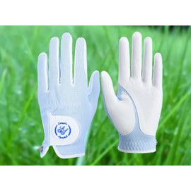 SIMPLE SYMBOL Men's RainGrip Golf Glove Two Pack,Hot Wet Weather Comfort,（Two Left Hands Or Two Right Hands Or One Pair） Four Colors to Choose from White/Green/Navy Blue/Grey(Sky,L,Left)