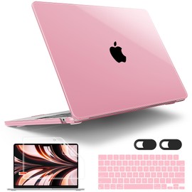 Tuiklol for M4 MacBook Air 13.6 inch Case 2025-2022 Release Model A3240 A3113 A2681 with M3 M2 Chip,Laptop Hard Shell Cases with Keyboard Cover & Screen Protector & Camera Cover, Clear Pink