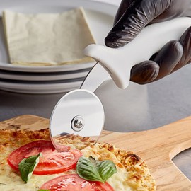 TrueCraftware- 2-1/2” Blade Pizza Cutter Stainless Steel with White Plastic Handle- Pizza Cutter Wheel Stainless Steel Sharp Blade For Cutting Through Slice Thick or Thin Pizzas Pie Crust Pastries
