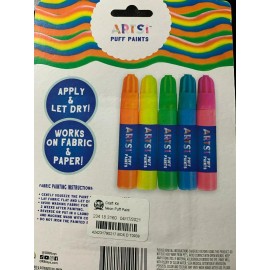 ARTSI PUFF PAINTS ~ 5 BRIGHT NEON COLORS FOR FABRIC/PAPER