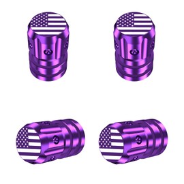 QUARKACE Valve Stem Caps, Tire Valve Caps with American Flag, Tire Caps 4 Pack for Car SUV Truck Motorcycle Bike, Anti-Fading Coating, Corrosion Resistant, Air Leakproof - Purple