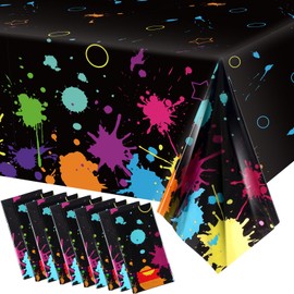 Glow Party Table Covers Neon Party Tablecloths 108 x 54 Inch Glow Party Tablecloths Disposable Plastic Neon Glow Table Cloth for Neon Birthday Party Black Light Party Supplies (10 Pieces)