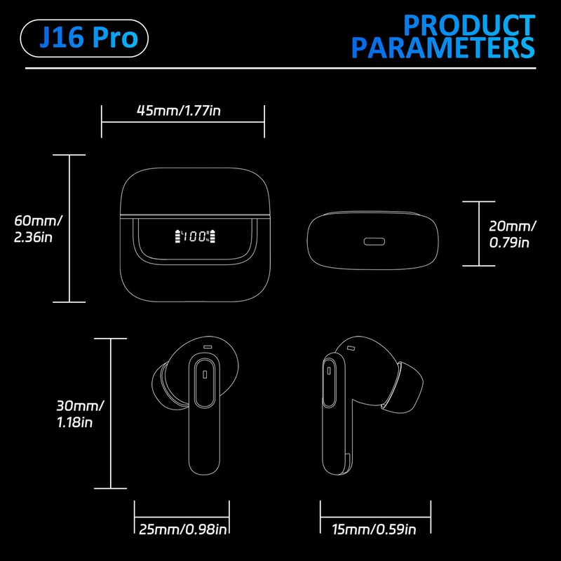 Wireless Earbuds Bluetooth 5.4, 6 Mic ENC Noise Cancelling Clear