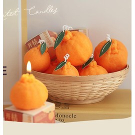 4Pack Large Orange Candles Fruit Shaped Fall Decor, Soy Wax Vegan Citrus Scented Fake Oranges Pillar Candles for Autumn, Harvest, Thanksgiving, Home Party Decor, Lucky Gifts