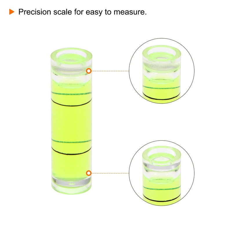 sourcing map 15pcs Small Cylindrical Bubble Level Vials 10x35mm PMMA