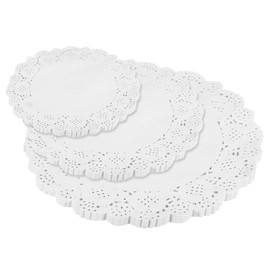 sourcing map 450 Pcs White Lace Paper Doilies Assorted Sizes 6.5, 8.5, 10.5 Inch Round Paper Doilies Tableware Disposable Paper Decorative Paper Placemats for Wedding, Birthday, Cakes
